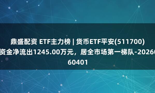 鼎盛配资 ETF主力榜 | 货币ETF平安(511700)主力资金净流出1245.00万元，居全市场第一梯队-20260401